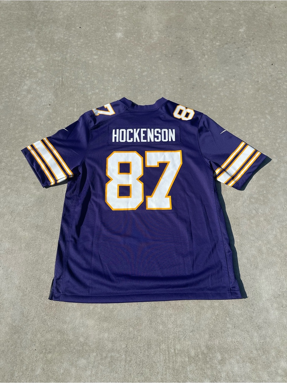Nike Minnesota Vikings #87 Hockenson Purple and White Football Jersey